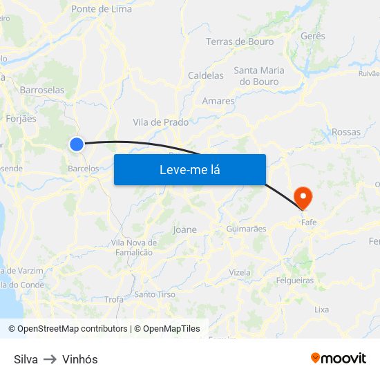 Silva to Vinhós map