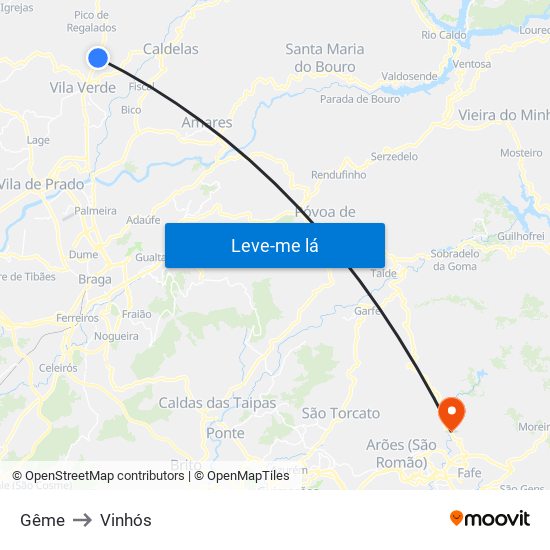 Gême to Vinhós map