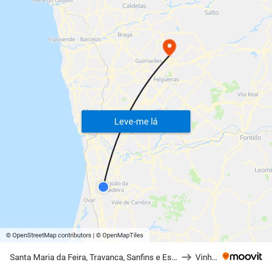 Santa Maria da Feira, Travanca, Sanfins e Espargo to Vinhós map