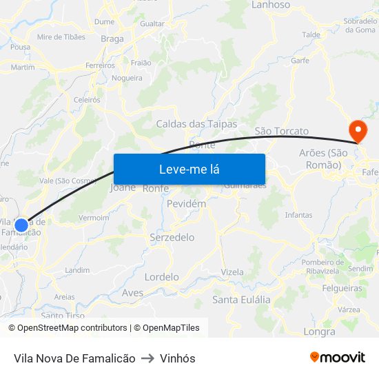 Vila Nova De Famalicão to Vinhós map