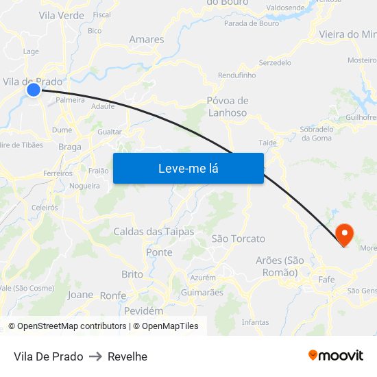 Vila De Prado to Revelhe map