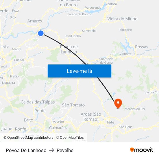 Póvoa De Lanhoso to Revelhe map