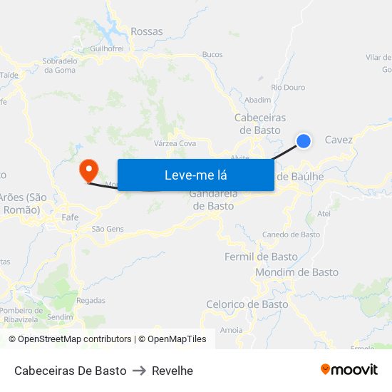 Cabeceiras De Basto to Revelhe map