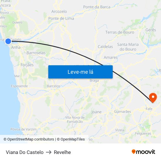 Viana Do Castelo to Revelhe map