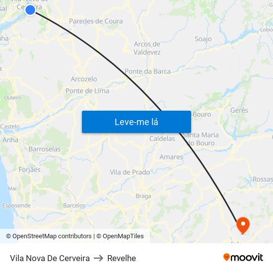 Vila Nova De Cerveira to Revelhe map