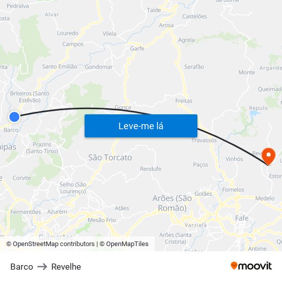 Barco to Revelhe map