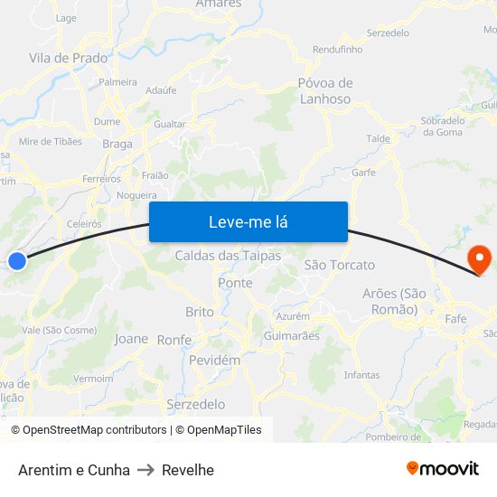 Arentim e Cunha to Revelhe map