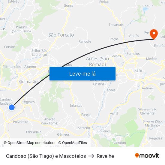 Candoso (São Tiago) e Mascotelos to Revelhe map