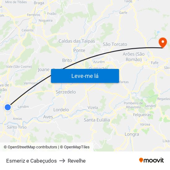 Esmeriz e Cabeçudos to Revelhe map