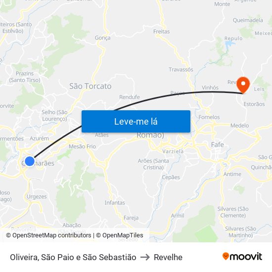 Oliveira, São Paio e São Sebastião to Revelhe map