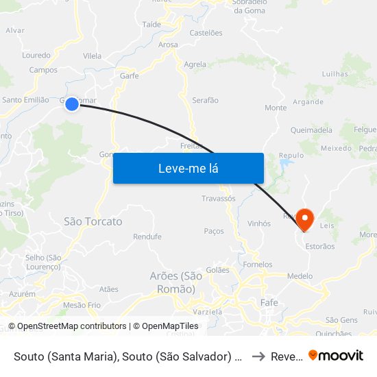 Souto (Santa Maria), Souto (São Salvador) e Gondomar to Revelhe map