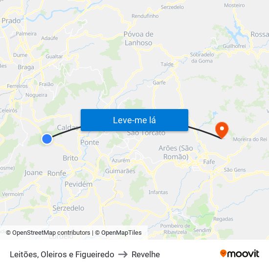 Leitões, Oleiros e Figueiredo to Revelhe map