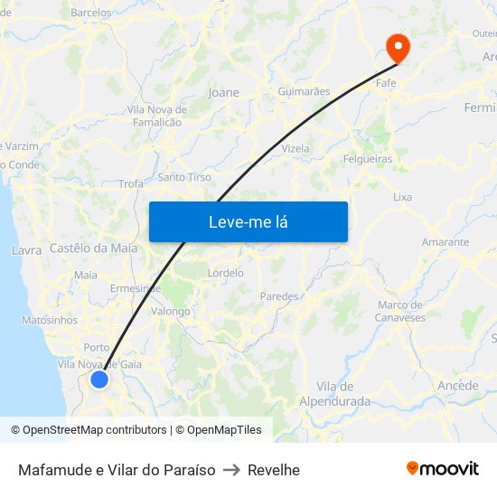 Mafamude e Vilar do Paraíso to Revelhe map