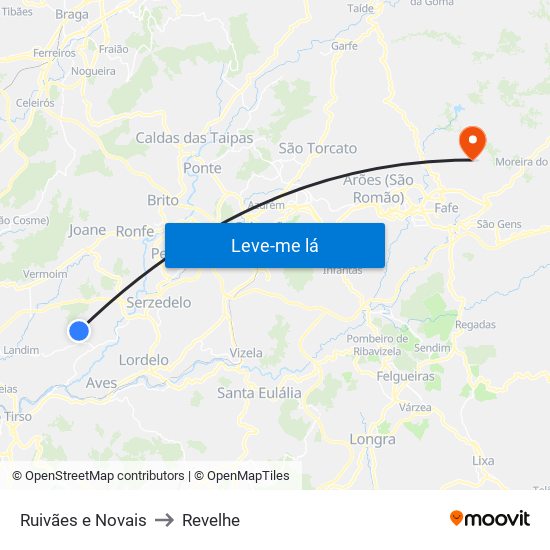 Ruivães e Novais to Revelhe map