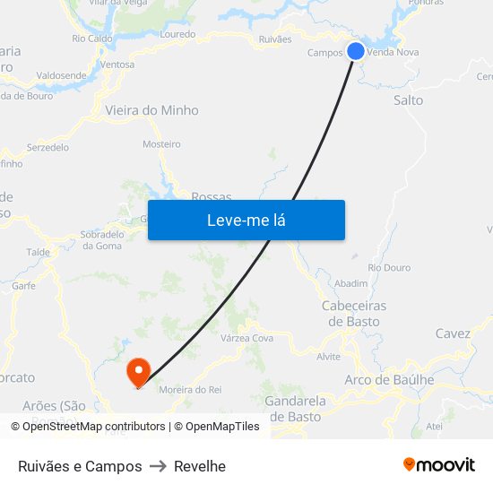 Ruivães e Campos to Revelhe map