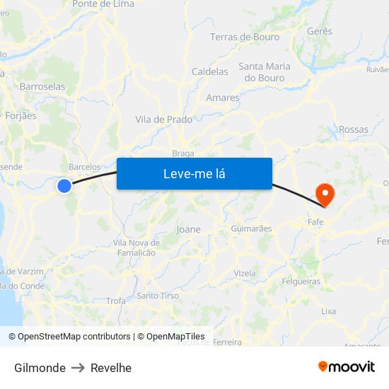 Gilmonde to Revelhe map