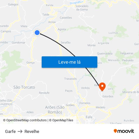 Garfe to Revelhe map