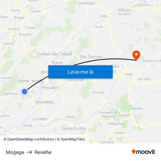 Mogege to Revelhe map