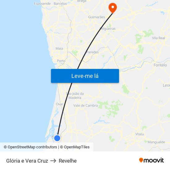 Glória e Vera Cruz to Revelhe map