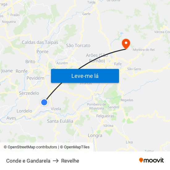 Conde e Gandarela to Revelhe map