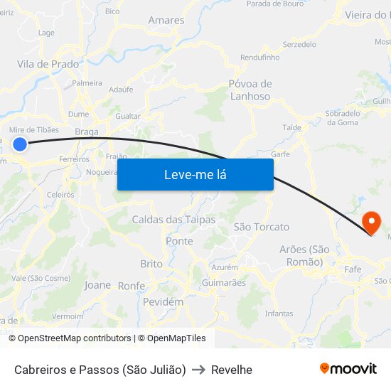 Cabreiros e Passos (São Julião) to Revelhe map