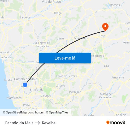 Castêlo da Maia to Revelhe map