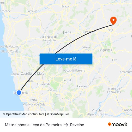 Matosinhos e Leça da Palmeira to Revelhe map