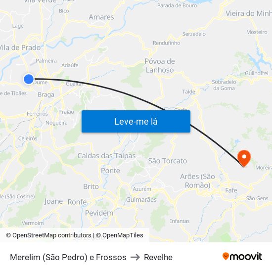 Merelim (São Pedro) e Frossos to Revelhe map