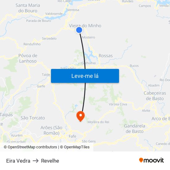 Eira Vedra to Revelhe map