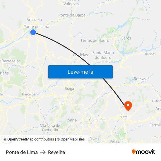 Ponte de Lima to Revelhe map