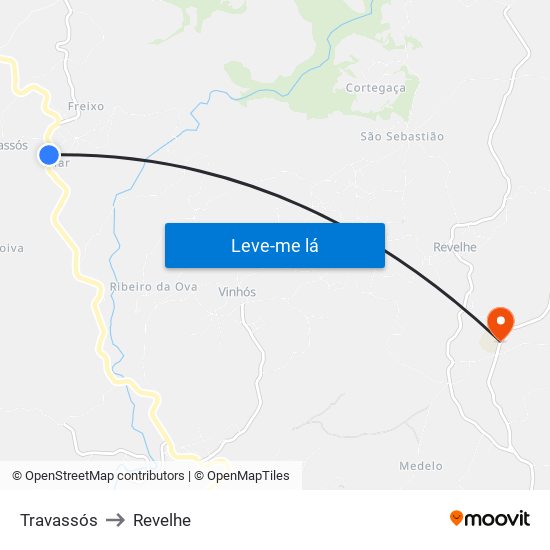 Travassós to Revelhe map