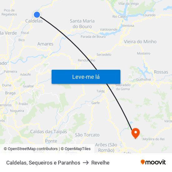 Caldelas, Sequeiros e Paranhos to Revelhe map