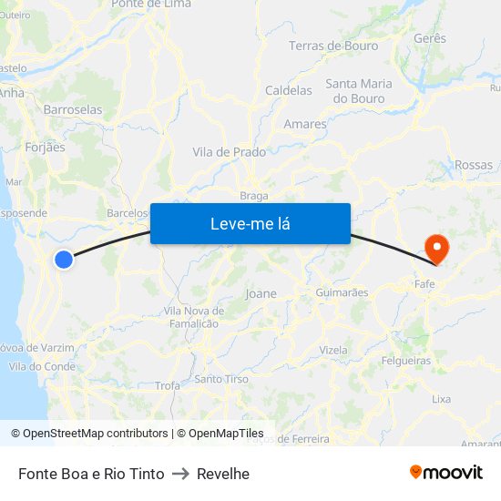 Fonte Boa e Rio Tinto to Revelhe map