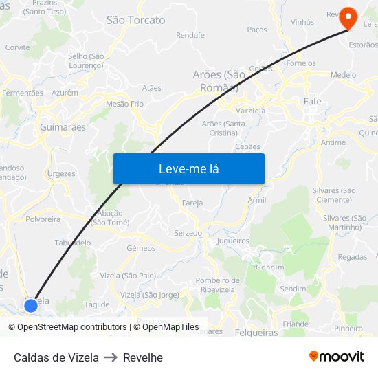 Caldas de Vizela to Revelhe map
