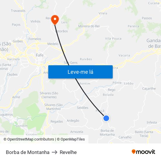 Borba de Montanha to Revelhe map