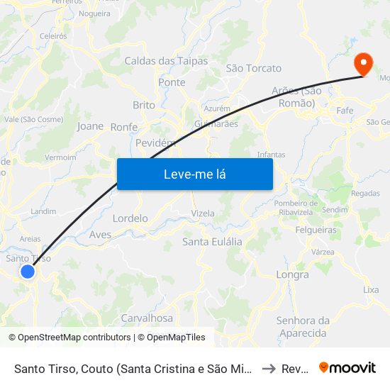 Santo Tirso, Couto (Santa Cristina e São Miguel) e Burgães to Revelhe map