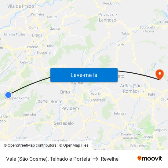 Vale (São Cosme), Telhado e Portela to Revelhe map