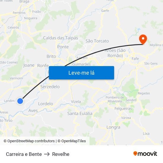 Carreira e Bente to Revelhe map