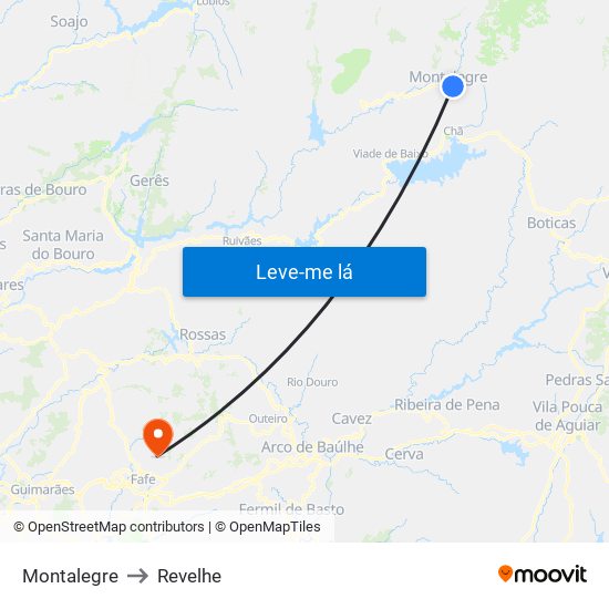 Montalegre to Revelhe map