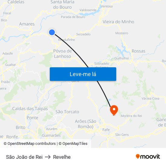 São João de Rei to Revelhe map