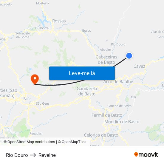 Rio Douro to Revelhe map