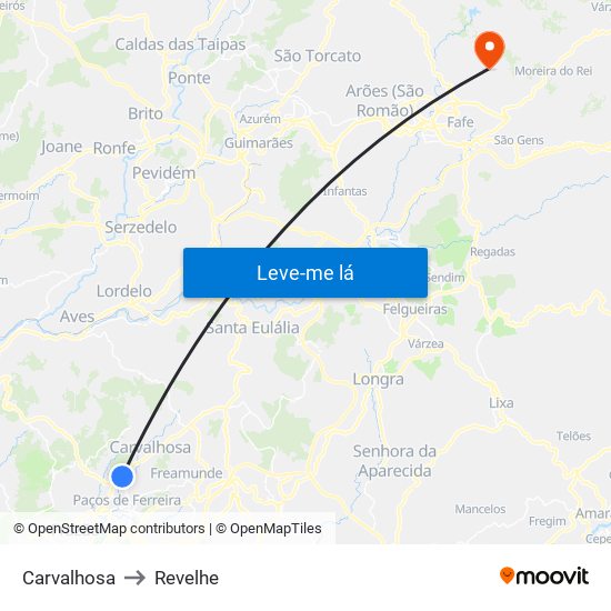 Carvalhosa to Revelhe map