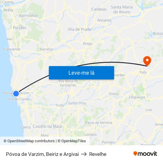 Póvoa de Varzim, Beiriz e Argivai to Revelhe map