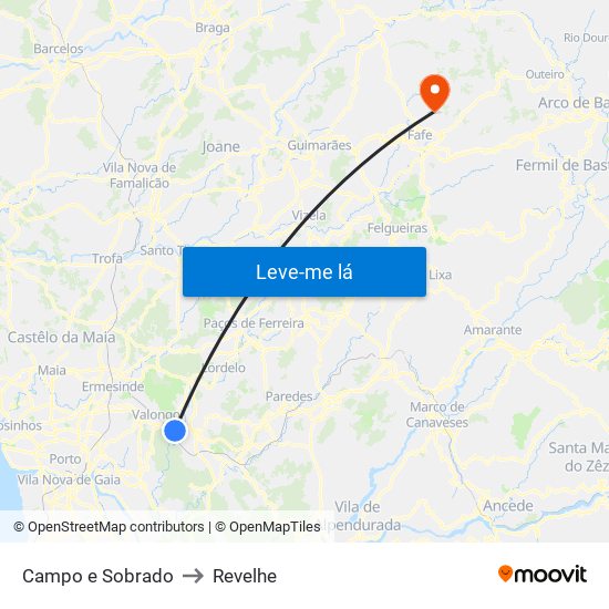 Campo e Sobrado to Revelhe map