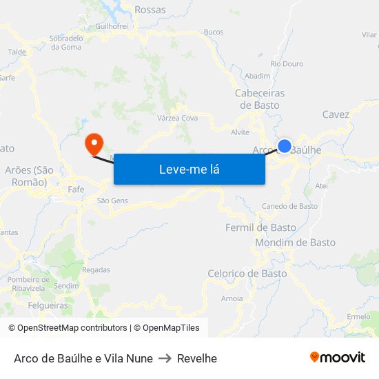 Arco de Baúlhe e Vila Nune to Revelhe map