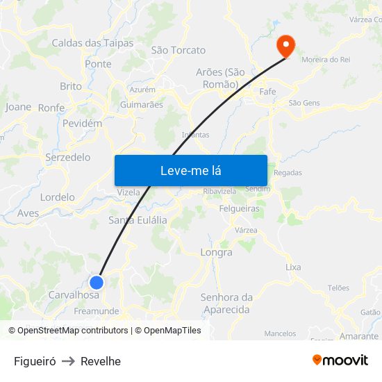 Figueiró to Revelhe map