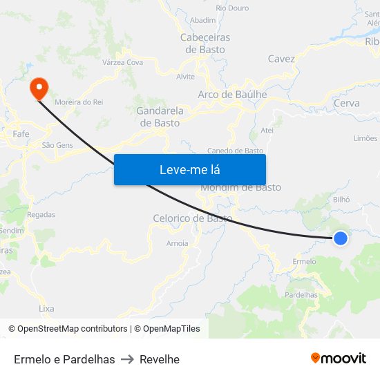 Ermelo e Pardelhas to Revelhe map