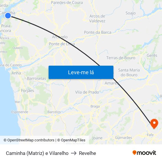Caminha (Matriz) e Vilarelho to Revelhe map