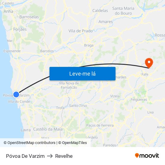 Póvoa De Varzim to Revelhe map