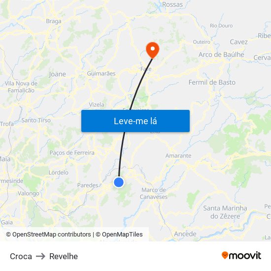 Croca to Revelhe map